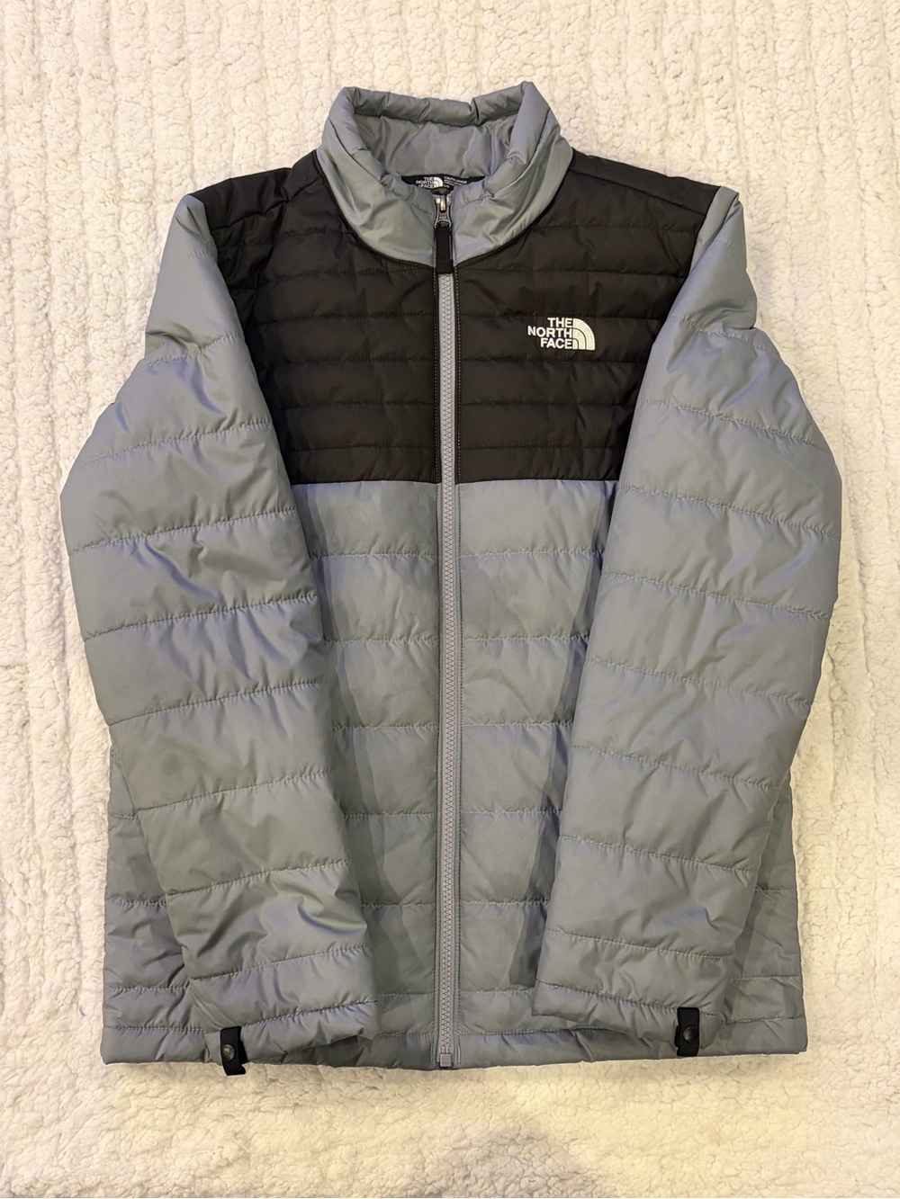 The North Face Gray & Black Puffer Jacket with Logo